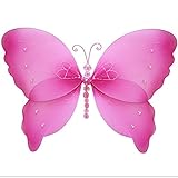Hanging Butterfly 7 Small Dark Pink Fuchsia Crystal Nylon Mesh Butterflies Decorations Decorate Baby