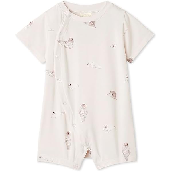 PETIT BATEAU｜プリントショートロンパース | Rakuten Fashion(楽天ファッション／旧楽天ブランドアベニュー)RX1320 [プチバトー] ゾウプリントショートロンパース A0FIR オフホワイト/マルチカラー 3ヶ月 60cm