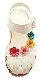 (ラボーグ)La vogue可愛い 花柄 おしゃれ サンダル 靴 ベビー キッズ マジックテープ シューズ 出産祝いギフト 子供用 女児 歩行靴 真夏靴 (21, A白)