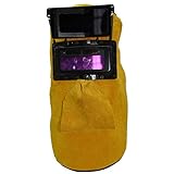 Vosarea 溶接マスク 自動感光式 自動遮光溶接面 溶接ヘルメット 溶接面用 溶接面頭巾 防炎 レザー 火傷防止 通気 作業用品