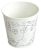 村田屋 【アンティーク調バケツ】 ホワイトローズプランター丸 中