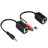 LINESO 3.5mmステレオ - RCA赤白 オーディオバラン エクステンダー オーバーCat5ケーブル