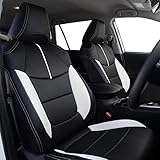 RAV4 シートカバー (RAV4 50系 専用、ブラック+ホワイト)【 品番:2105 】50系 ベーシック、2019年04月～現行、トヨタ、1台分セット 車シートカバー オートウェア 車種別専用設計