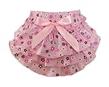 (ビグッド)Bigood ベビートレーニングパンツ 女の子 可愛い 赤ちゃんフリル パンツ 女児 ブルマ フリフリ ショートパンツ 肌着 記念写真 出産祝い リボン 花柄 ピンク L