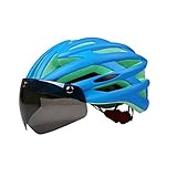 ゴーグル付き自転車ヘルメットマウンテンバイクレーシングヘルメットユニセックス大人男性と女性のための安全保護ティーンボーイズ＆少女と子供たち (ブルー)