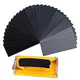 Tomnk 紙やすり 耐水ペーパーセット 36枚（120/180/240/400/600/800/1000/1200/1500/2000/2500/3000各3枚）9.3x23cm ヤスリホルダー付き