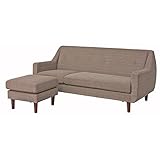 EL エル ファブリックカウチソファ 3人掛け用　(３P,オットマン,幅180cm,高さ80cm,アンティーク,店舗,ブラウン)