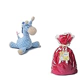 メモリアルギフト 洗えるぬいぐるみ ミンクプラッシュ ラトルになるキリン ブルー 通常子供ラッピング