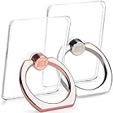スマホ リング 透明 薄型 EI Sonador ホールドリング 落下防止リング スタンド機能 高品質 車載ホルダー 360回転 iPhone/Android各種他対応 (1個ローズゴールド+1個シルバー)