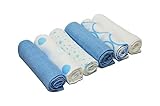 Cuddles Collection Printed Muslin Squares (6 Pack, Blue/ White) by Cuddles Collection