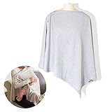 ハナノ 3WAY 高品質 授乳ケープ ストール ポンチョ 360度 安心 ナーシングケープ 麻地(グレー)