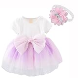 EVESUN ベビー服 チュールワンピース 1-3歳キッズ用 子供かわいいドレス スカート + 新生児ヘアバンド レース花　入園式 卒園式 赤ちゃん 誕生日 出産祝い ベビースーツ 綿 通気 ふわふわ
