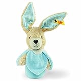 Steiff Hoppel Rabbit Grip Toy with Rustling Foil (Blue) by Steiff