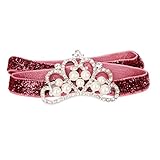 ノーブランド品 幼児　赤ちゃん　弾性　ラインストーン　パール　クラウン　王冠　ヘッドバンド　ヘアバンド　ターバン　写真撮影　全7色選べる - 赤