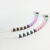 赤ちゃんのおしゃぶり 歯固めジュエリー 歯がためおもちゃ ママ授乳ペンダント シリコン ビーズ おしゃぶりクリップ アクセサリー[BPAフリー][FDA認可済]安全 無味 パープル/ピンク 2枚セット