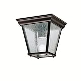 9859BK New Street 1LT Exterior Flush Mount, Black Finish with Clear Seedy Glass by Kichler Lighting 