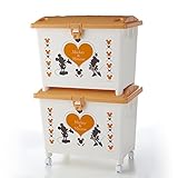 【Disney】ディズニー　キャスター付きスタッキングケース２個セット オレンジ　ミッキー＆ミニー　オレンジ