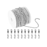 Rajjo ステンレス製 ボールチェー ン キーホルダーパーツ アクセサリー コネクター付 シルバー ハンドメイド(2.0mm)