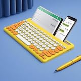 XVVXブルートゥース キーボード 360度回転する丸いボタンキーボード ワイヤレス 溝のデザイン 快適な感触 ミュート 複数デバイスの切り替え 携帯電話/タブレット (L)