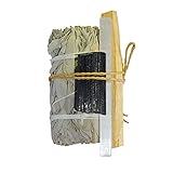 NW ホワイト セージ スマッジキット パロサント付き セレナイト ヒーリング クリスタル クレンジング エネルギークリーニング スピリチュアル クレンジング (ブラックトルマリンキット)