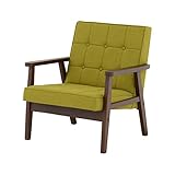 SATO セレノソファ 1人掛けクロス 布グリーン 肘ダークブラウン