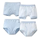 ショーツ　キッズ　男の子　下着　パンツ　子供用【4枚セット】　ガールズ　ボクサーパンツ　ドット柄　可愛い　インナー　綿　男児用ショーツ　肌着　ベビーパンツ　幼稚園 小学校　 (ライトブルー, 150)