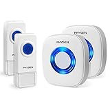 ワイヤレスチャイム PHYSEN 呼び出しチャイムセット 最高300Mの無線範囲 呼出音楽52メロディー選択可 ドアベル インターホン 呼び鈴玄関 (受信機2個 押しボタン防水 防塵送信機2個)