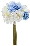 asca 造花 ミックスフラワーブーケ 花径5~9cm ブルー A-32875-009