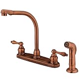 Kingston Brass KB716ALSP Victorian High Arch Kitchen Faucet with Sprayer, 7-Inch, Vintage Copper by 