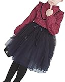 ナナコレクション Nana_Collection 秋冬 あったか 裏起毛 上品 レース フリル シフォン 発表会 結婚式 子供 キッズ ジュニア 女の子 レッド 130cm