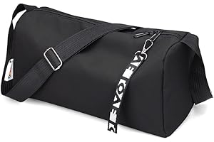 Gincci ミニ ボストンバッグ メンズ レディース ショルダーバッグ 斜め掛けバッグ ミニバッグ ドラムバッグ ヨガバッグ スポーツバッグ 旅行バッグ トラベルバッグ アウトドア キャンプ ジム 軽量 (大きいサイズ-ブラック)