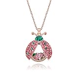 superchic Jewelry キュートなピンクとグリーンのてんとう虫 ロケットペンダントネックレス オーストリア産クリスタルとフローテ