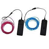 Fityle ELワイヤー　2本　ネオン　LED ライト　コントローラー付　ステージ　バー　自転車 　装飾　青 緑 白 黄　電池式 　5メートル - 青＋紫