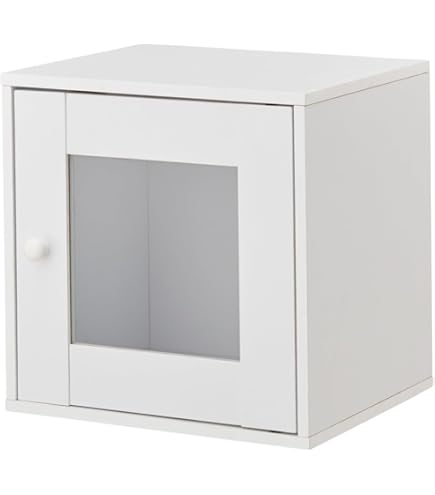 Amazon｜キューブボックス ガラス扉付き ホワイト 約幅34.5×奥行29.5