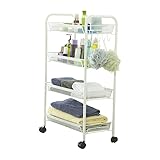 ARTALL4段キャビネット バスルームワゴンカート キャスター付くキッチン収納ラック スーペスセービング ホワイト