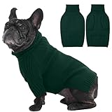 IECOii タートルネックの犬 セーター 犬 服 冬 暖かいペット服 防寒着 秋と冬の犬服 セーター クリスマスと新年のギフト トイプードル服 編み物 中型犬 グリーン M