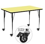 Flash Furniture Mobile 24 by 48-Inch Rectangular Activity Table with Yellow Thermal Fused Laminate T
