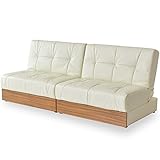 ソファーベッド シングル 収納 【ユパ ホワイト】 幅176cm　レザー 3段階リクライニング 木目調 引き出し収納付