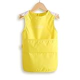 MOMO　ベビーノースリーブ エプロン 子供 幼児 天使の翼スモック　タイプ 食事用　洗濯機でも洗える お食事用防水ビブ キャッチポケット付き キッズ　子供用　男女兼用【5色可選】 (110cm（3～