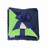 MEG Original Navy Blue & Lime Green Minky Dot Baby Blanket 972 by MEG Original