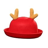 MIOIM 大人 子供 フェルトハット ハロウィン クリスマス 山高帽子 ウール 鹿角 帽子 丸み ラシャ ボーラーハット ダービーハット 通園 通学