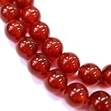 【天然石】レッドアゲート（赤メノウ） ブレスレット用 ビーズ 一連 8mm【約47粒入り】瑪瑙 手芸 ハンドメイド アクセサリー パーツ きらきらぷんぷん丸 NS-055