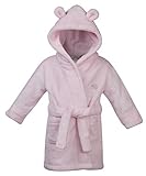 STYLE MIXX Baby Boys Hooded Supersoft Fleece Bath Robe With Ears Girls Heart Dressing Gown (6-12 MON