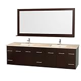 Wyndham Collection Centra 80 inch Double Bathroom Vanity in Espresso with Ivory Top with Square Porc