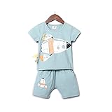 YiYa キッズ 子供 男の子 ボーイズ セットアップ 子供服 ベビー服 1-3歳設定 セット服 刺繍 ロケット 上下 2点セット Tシャツ＆パンツ 綿 夏 通気性 誕生日 子供の日 遊園地に お出か