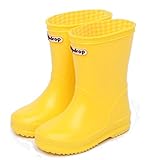 GoldenSelect レインブーツ キッズ レインシューズ ジュニアスニーカー 雨靴 長靴 子供 男の子 女の子 軽量 防水防寒 安全 通学 可愛い (14.5, 2-イエロー)