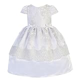 Angels Garment Baby Girlsホワイトサテンメッシュキラキラ洗礼ドレス6 – 24 m カラー: ホワイト