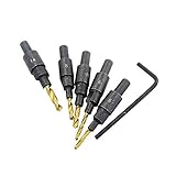 Yakamoz 5 PCS Woodworkers Countersink Drill Bit Set #6 #8 #10 #12 # 14 Counterbore Counter Bit [並行輸入