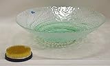 《華道具・花器》ガラス製花器　渦潮　水盤　グリーン　剣山セット
