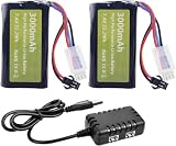 2個 7.4V 3000mah 15C 2S リチウムイオンバッテリー SM-2Pプラグと2in1充電器付き H105 H103 H101 RC船 MN D99 D99s D90 D91 RCカー トラック RC 船 エンジニアリング車両バッテリー